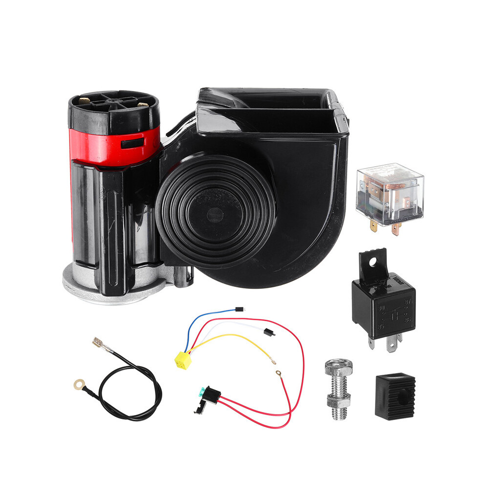 New 12V 150Db Loud Twin Snail Compact Air Horn For Car Motorcycle Trucks Boat Black 762179081289