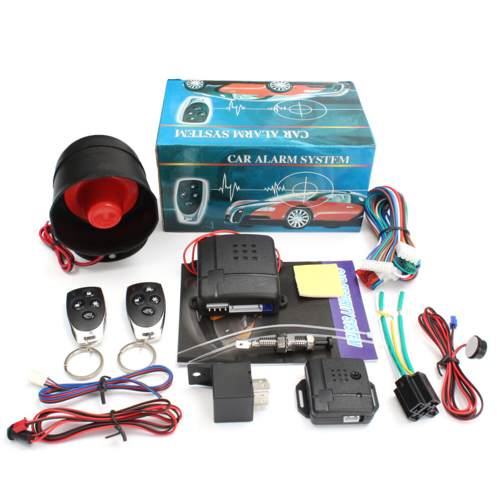 Universal 12V Car Alarm System Auto Burglar Protection Security Keyless With 2 Remote And Alarm Horn 680491083203