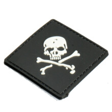 Novo patch tático em PVC de borracha preto com crânio 3D 6X6cm para moral militar.