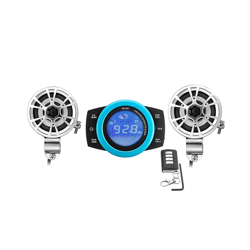 New Waterproof Motorcycle Anti-Theft Alarm System Audio Radio Stereo Fm/Tf/Usb/Sd/Mp3 Speaker 762179089377