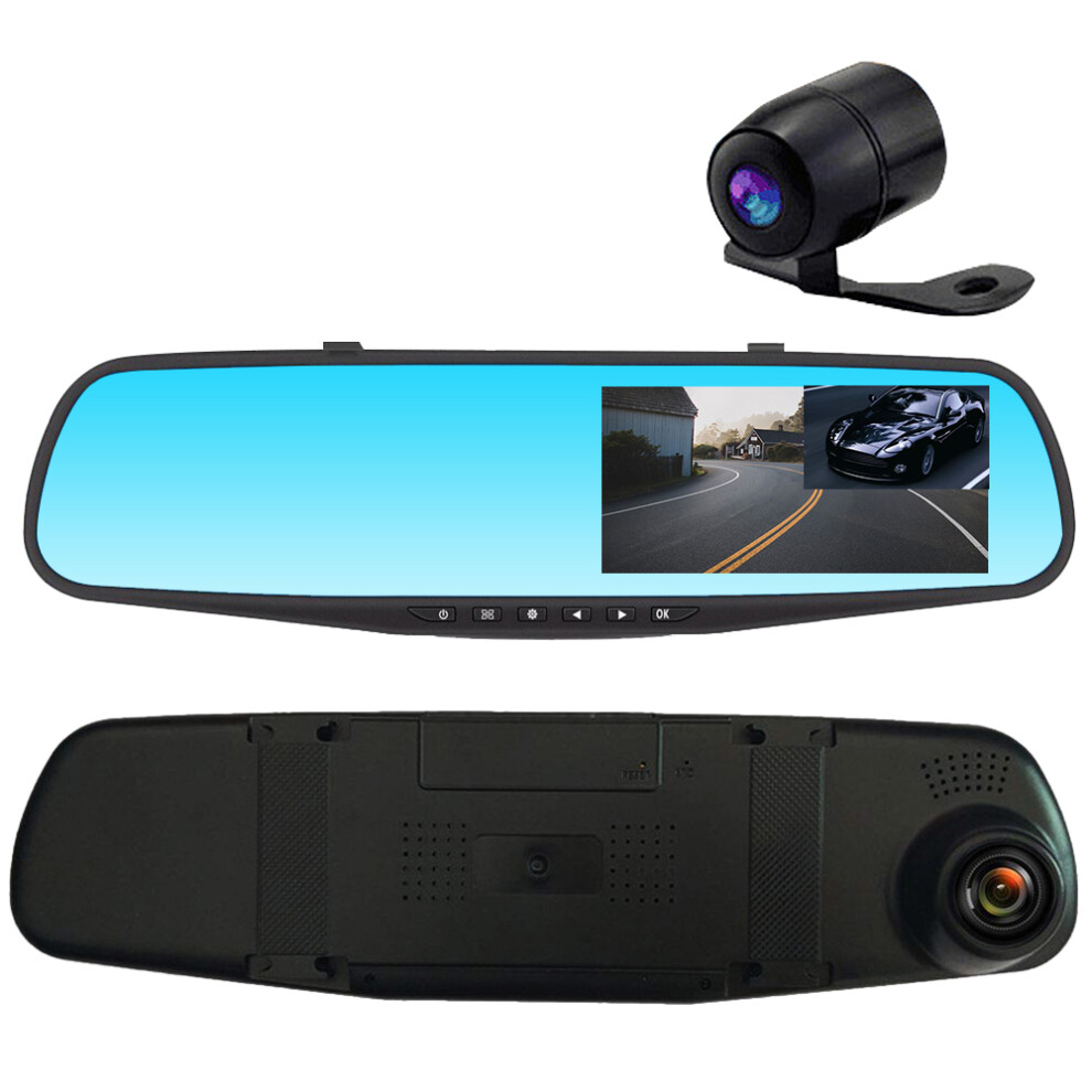 1080P 4.3 Inch Dual Lens Night Vision Rear View Mirror And Reversing Image Recorder Car Dvr 738944043622