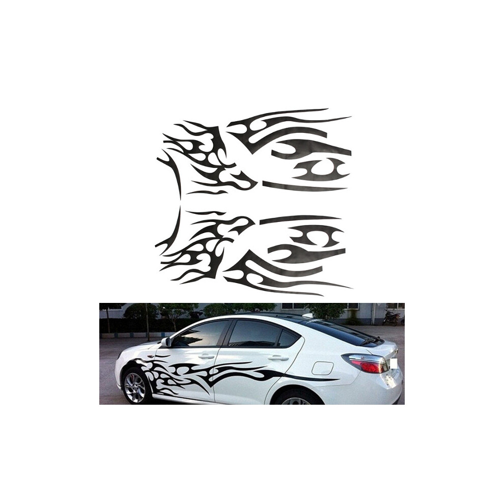2Pcs Vinyl Graphics Car Decals Sticker Flame Pattern Auto Body Decoration Universal Black 140103774573