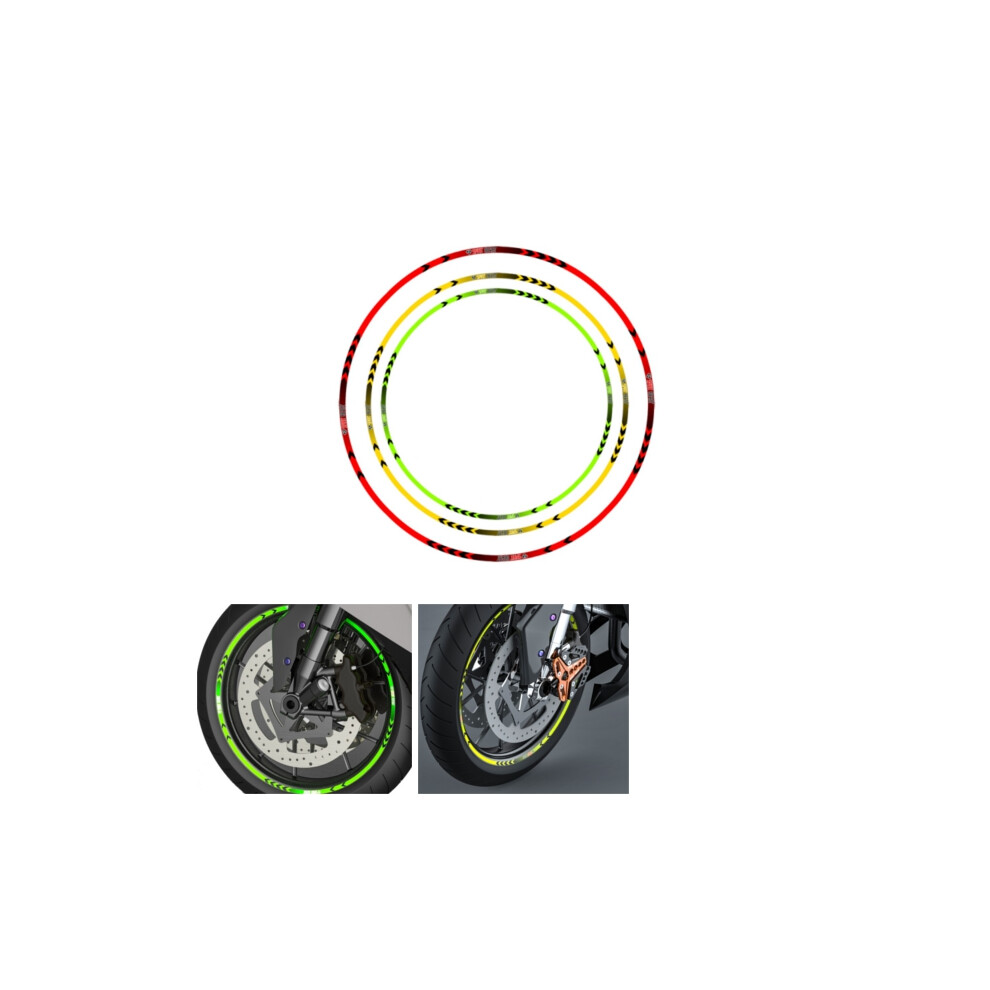Nuove Strisce Riflettenti Per Cerchioni Di Moto, Adesivi Per Ruote, Nastro Riflettente, Adesivo Per Bici/Auto, Verde/Rosso/Giallo, Universale-image