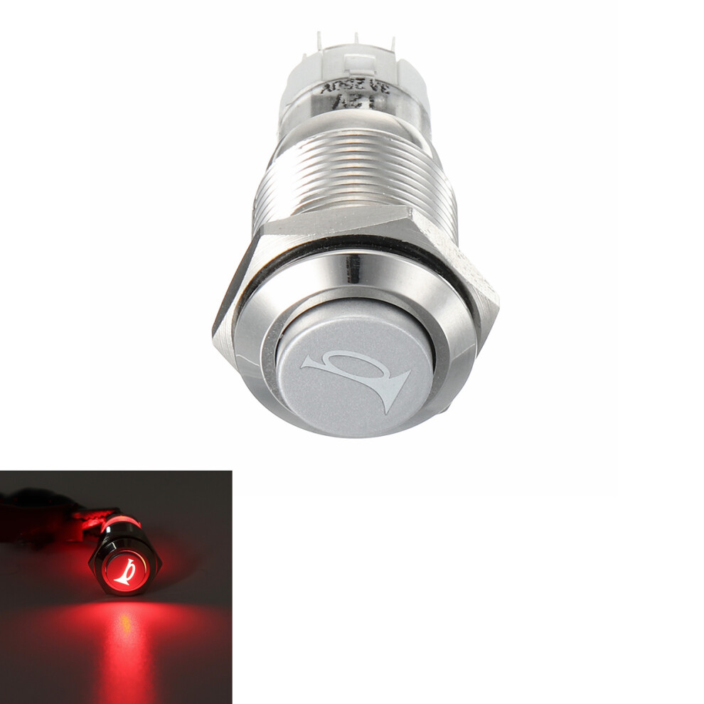 12V 16Mm Led Waterproof Momentary Horn Metal Push Button Switch For Motorcycle Car Boat Light 762179032915