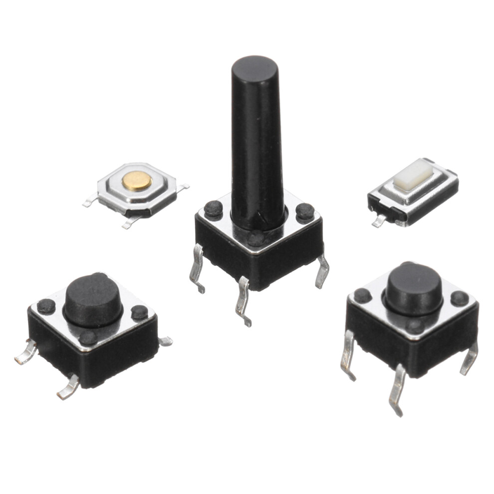 100Pcs 5Types Black Momentary Tact Tactile Push Button Switch Smd Assortment Kit 762179032908