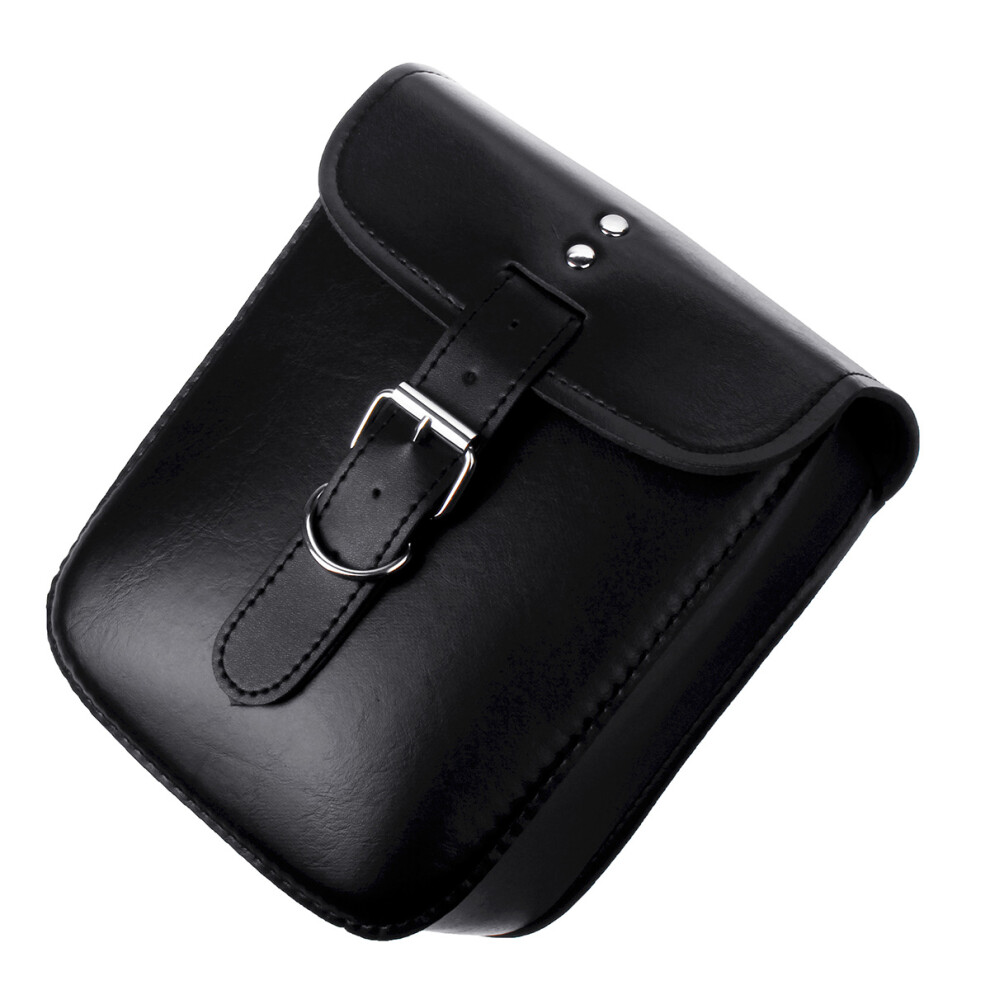 Motorcycle Saddlebags Luggage Pu Leather Pouch Bag For Honda/Yamaha/Kawasaki/Harley Sportster Black 762179053361