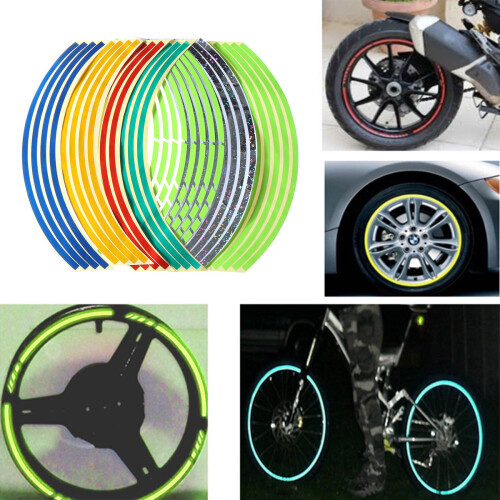16 peças de fita refletora para pneus adesivos de estilo para jantes para pneus de carro moto ou bicicleta de 17 polegadas e 18 polegadas. 2