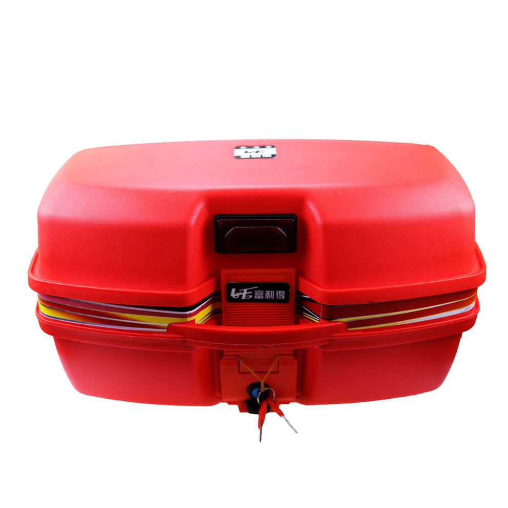 Motorcycle Tour Tail Box Scooter Trunk Luggage Top Lock Storage Carrier Case Black/Red 762179058182