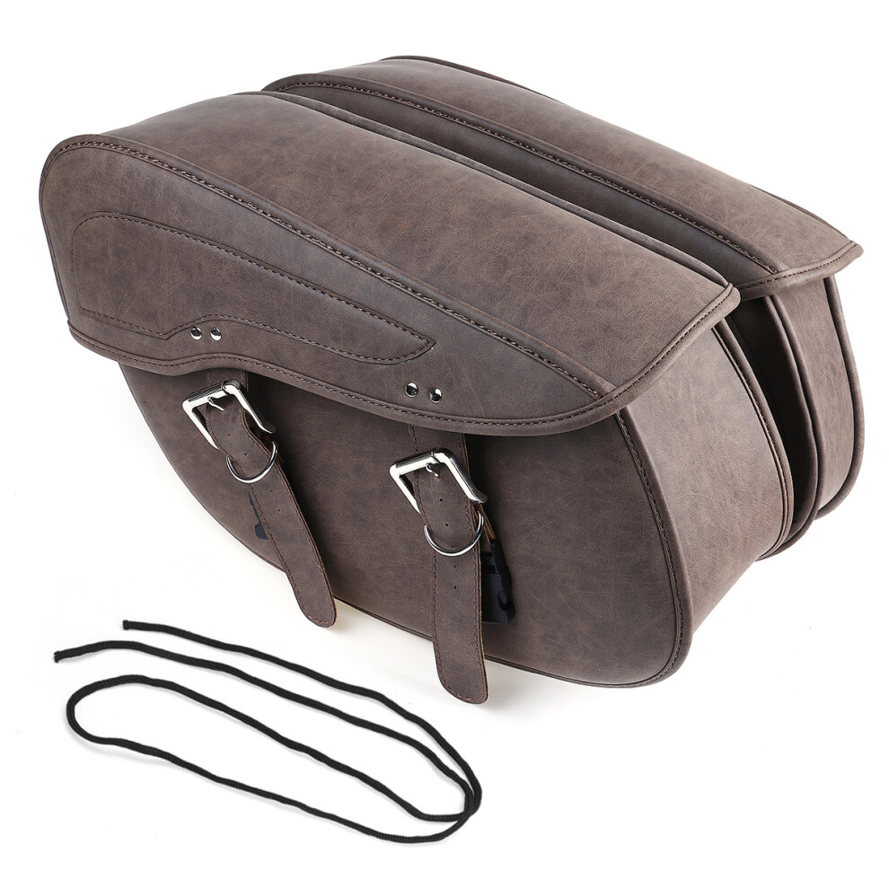 2Pcs Universal Motorcycle Saddlebags Tool Side Saddle Bags Waterproof Pu Leather 762179058113