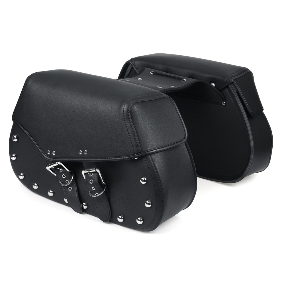 Pair Universal Motorcycle Saddle Pu Leather Storage Tool Pouch Side Luggage Bags 762179057406
