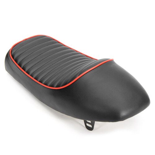 Akozon Motorcycle PU Leather Vintage Cafe Racer Seat Flat