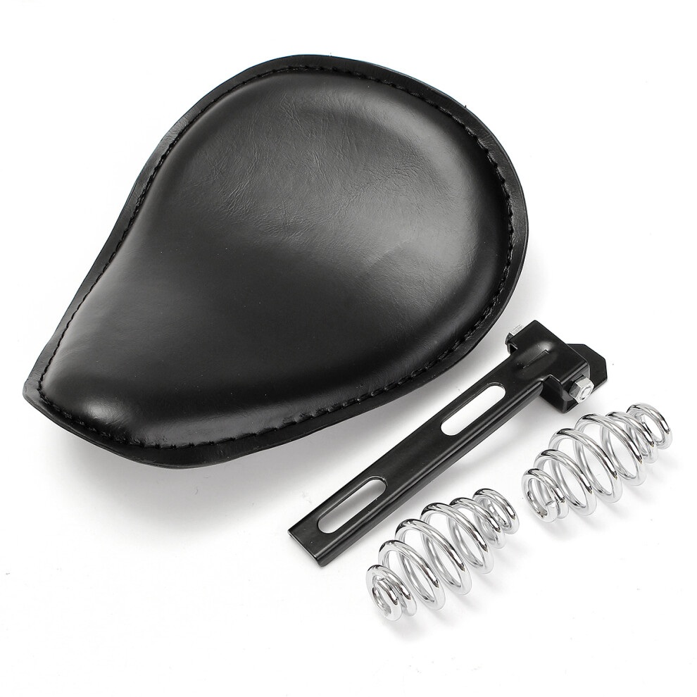 New Leather Motorcycle Spring Bracket Seat For Harley Sportster Chopper Bobber Custom Solo Black 762179095101