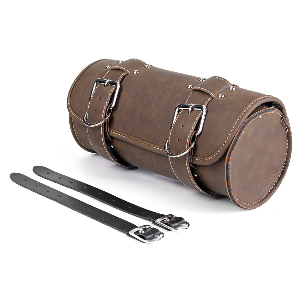 New Motorcycle Tool Bag Luggage Saddlebag Roll Barrel Storage For Harley Sportster Brown 762179068563