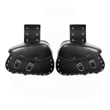 Nueva pareja de alforjas laterales de cuero PU para motocicleta bolsa de silla de montar negra para Harley