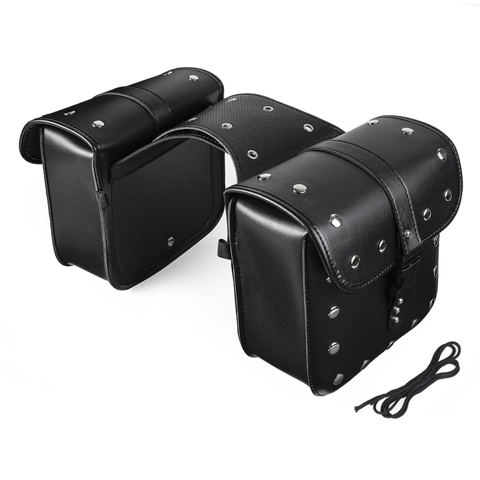 New Pair Pu Leather Motorcycle Modified Tool Bag Luggage Saddlebags For Harley Black 762179091493
