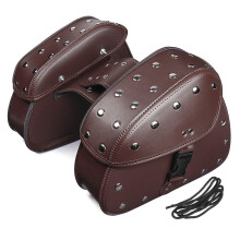 Nuevo par de bolsas de herramientas para motocicleta de cuero PU universal marrón y negro maletas y alforjas