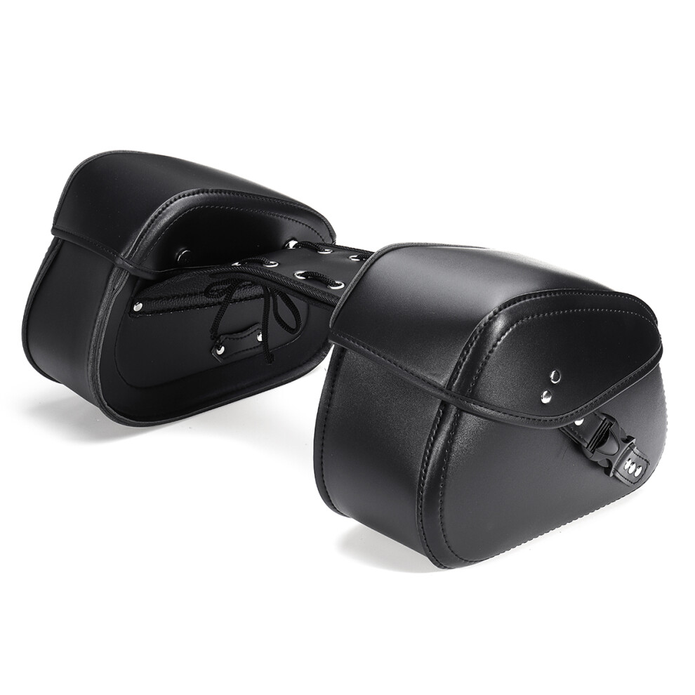 New Universal Motorcycle Pu Leather Small Saddlebags Side Storage Tool Bag For Harley Black 762179088004