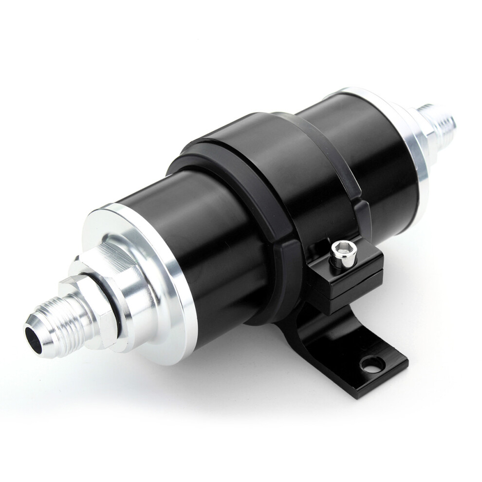 New An6 An8 An10 30 Micron Billet Aluminum Inline Fuel Oil Petrol Filter+Bracket Set 762179081821