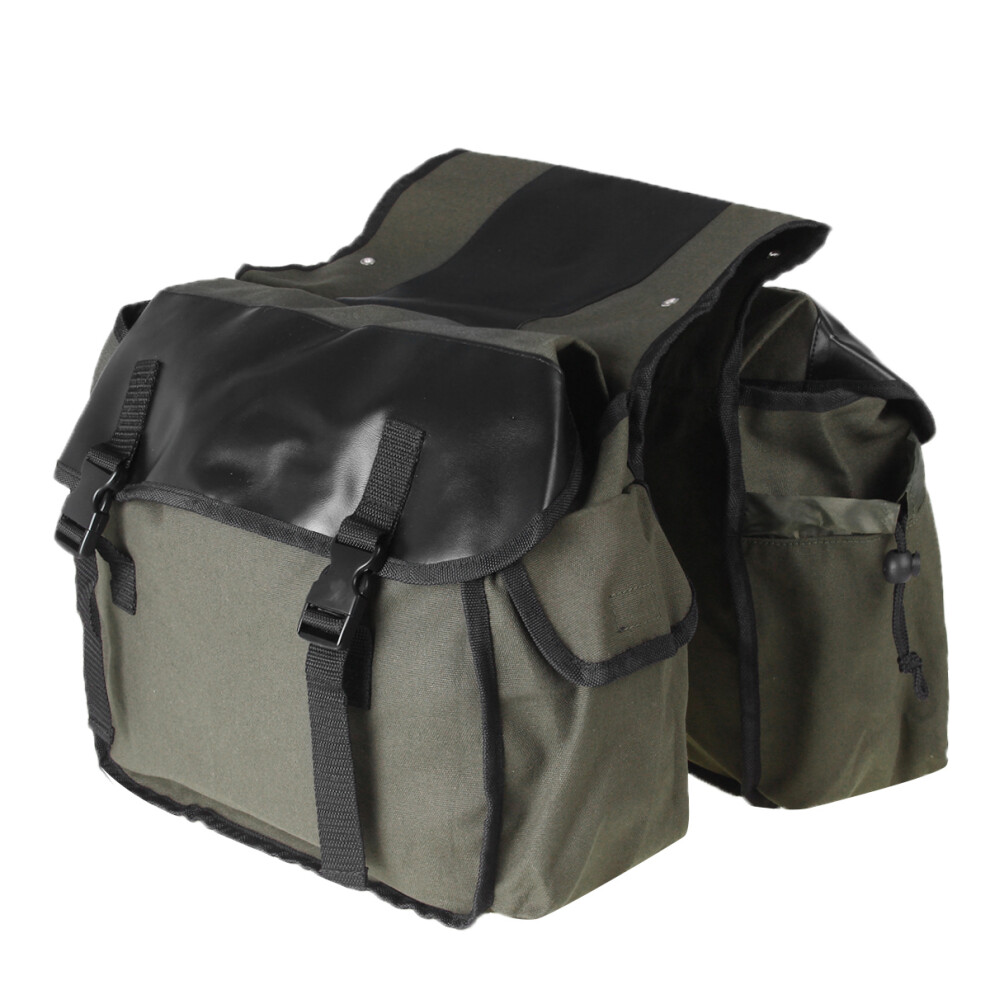 New 26L Motorcycle Canvas Saddlebags Bike Luggage Bag Travel Riding Army Green 762179078487