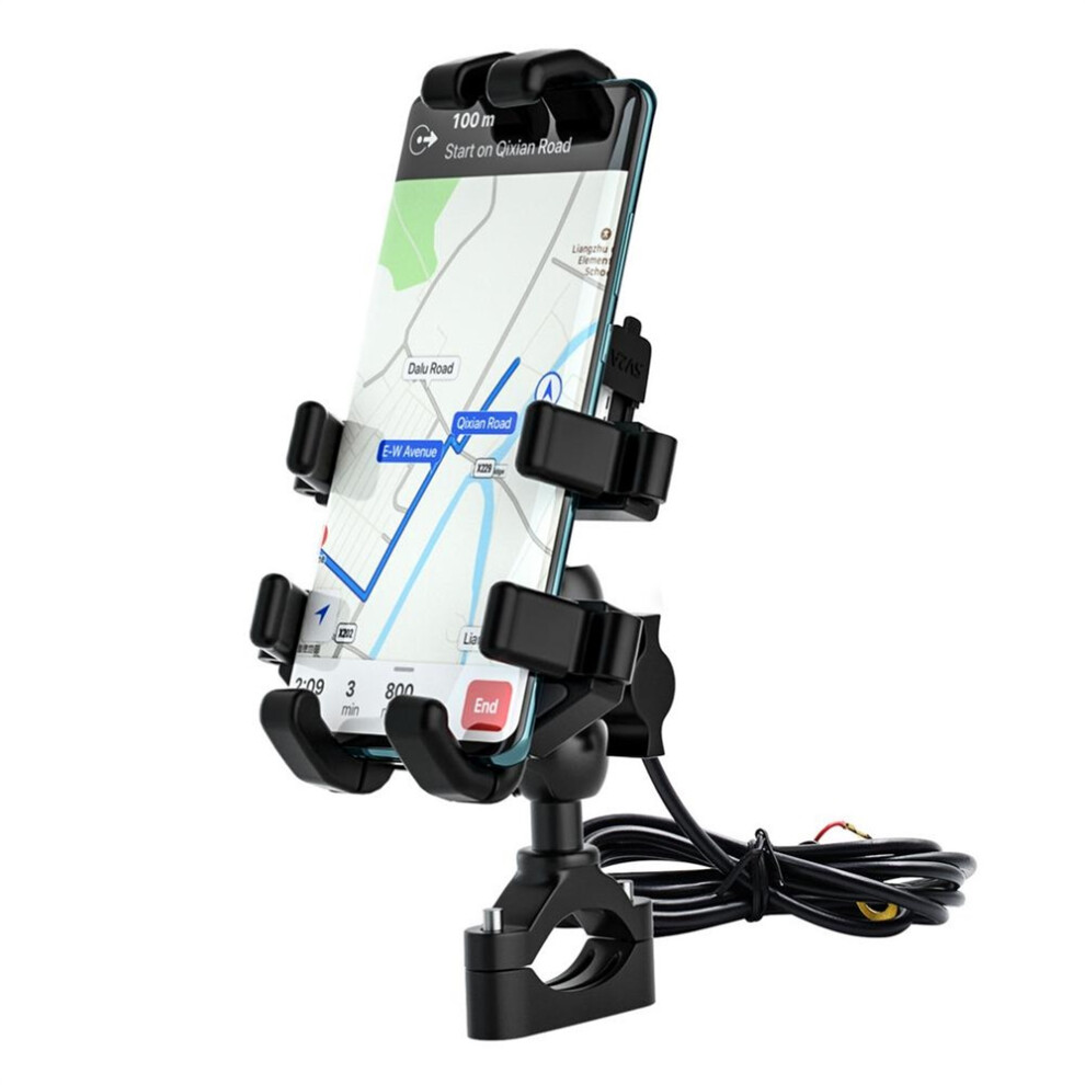 New Motorcycle Bracket 5V2a With Usb Charging Port Bracket Off-Road Riding Mobile Phone Navigation Bracket 762179080107
