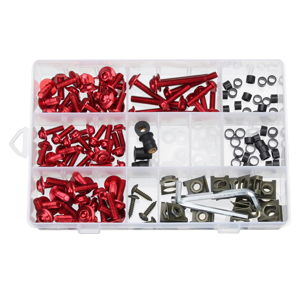 New 177Pcs Motorcycle Fairing Bolt Kit Nuts Screws Clips For Honda/Yamaha/Kawasaki/Suzuki 762179076667