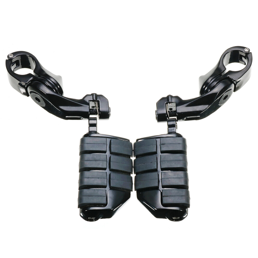 New 1.25Inch/32Mm Foot Adjustable Pegs Pedal Long Angled For Harley-Davidson Black 762179097167