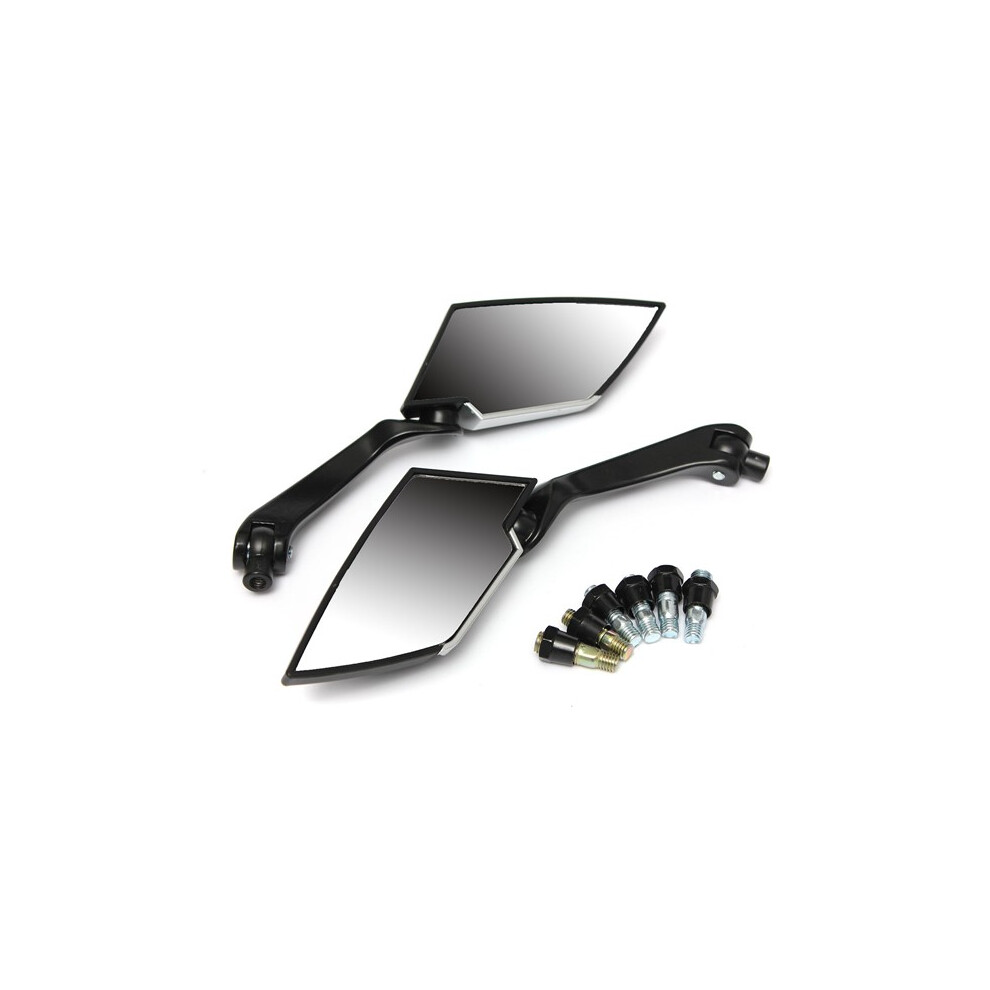 New Motorcycle Rear View Side Mirrors Universal For Honda Yamaha Suzuki Black 762179065999