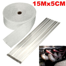 Nuevo aislamiento de 15 m x 5 cm x 1. 5 mm para protección de tuberías de escape envolturas escudos turbo colector de calor y colector de esca