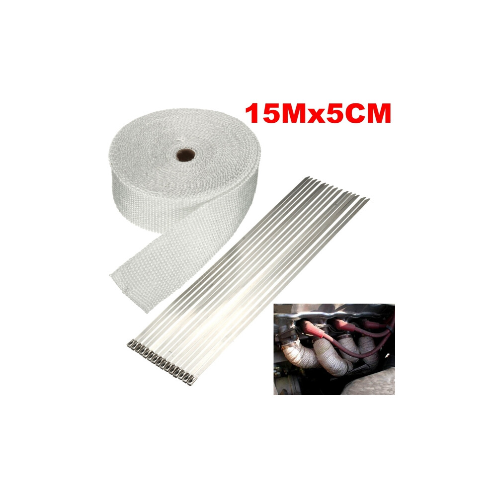 New 15M X 5Cm X 1.5Mm Insulation Exhaust Header Pipe Wrap Shields Turbo Heat Manifold Header 762179076414