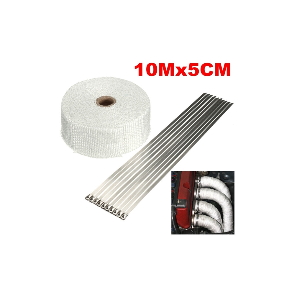 New 10M X 5Cm X 1.5Mm Insulation Exhaust Header Pipe Wrap Shields Turbo Heat Manifold Header 762179065128