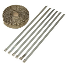 Nuevo kit de aislamiento para escape de coche de motor de titanio de 7. 5 m x 2. 5 cm x 1. 6 mm con ataduras de acero inoxidable