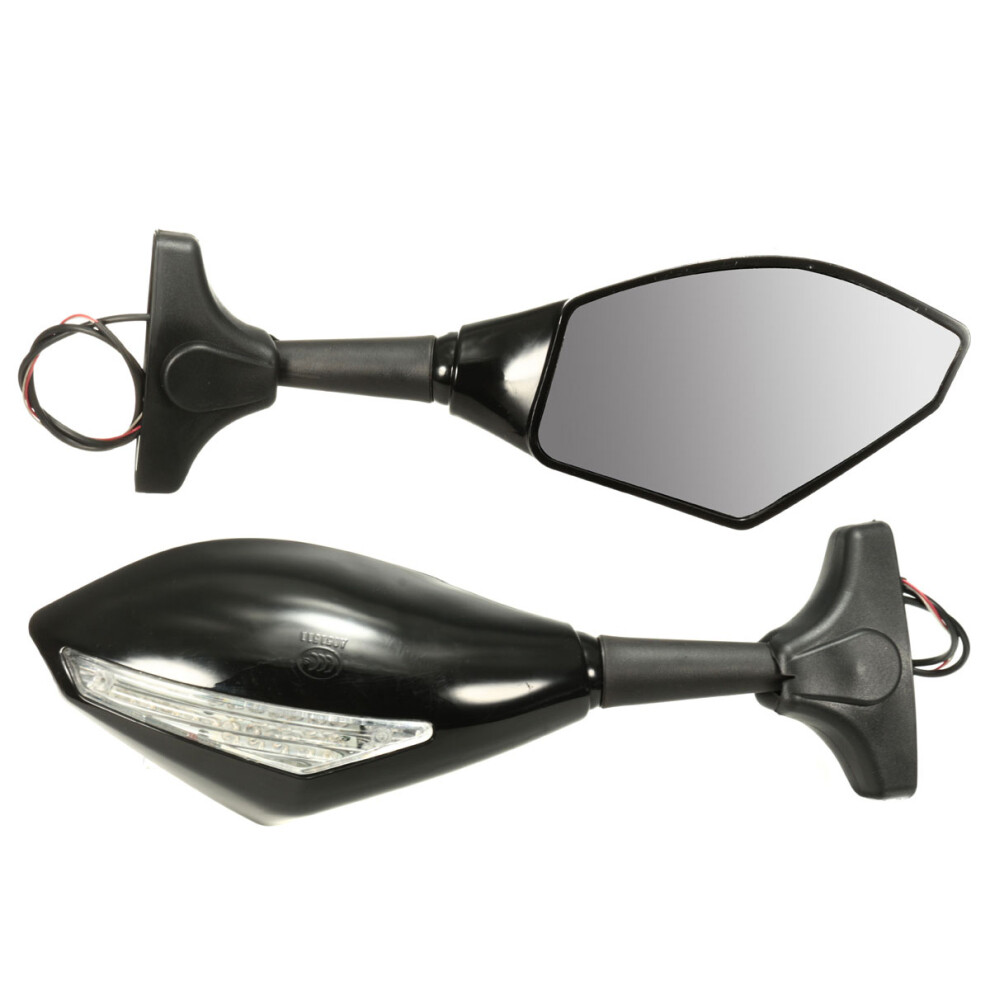New Motorcycle Rear View Mirror With Led Turn Signal For Honda Kawasaki Suzuki Yamaha 762179086499