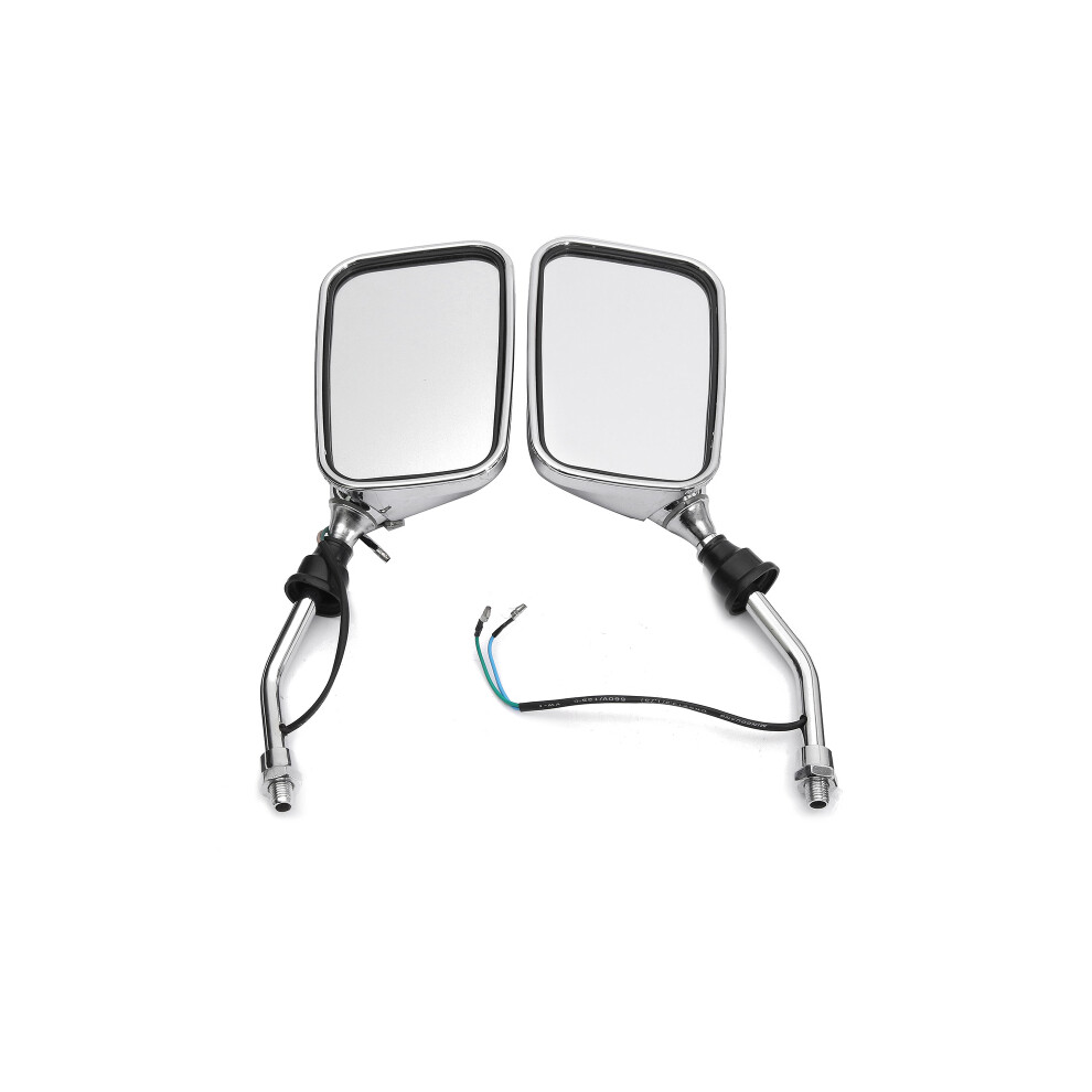 10Mm Pair Motorcycle Rearview Side Chrome Mirrors And Turn Signal Indicator Light/Amber 762179056591