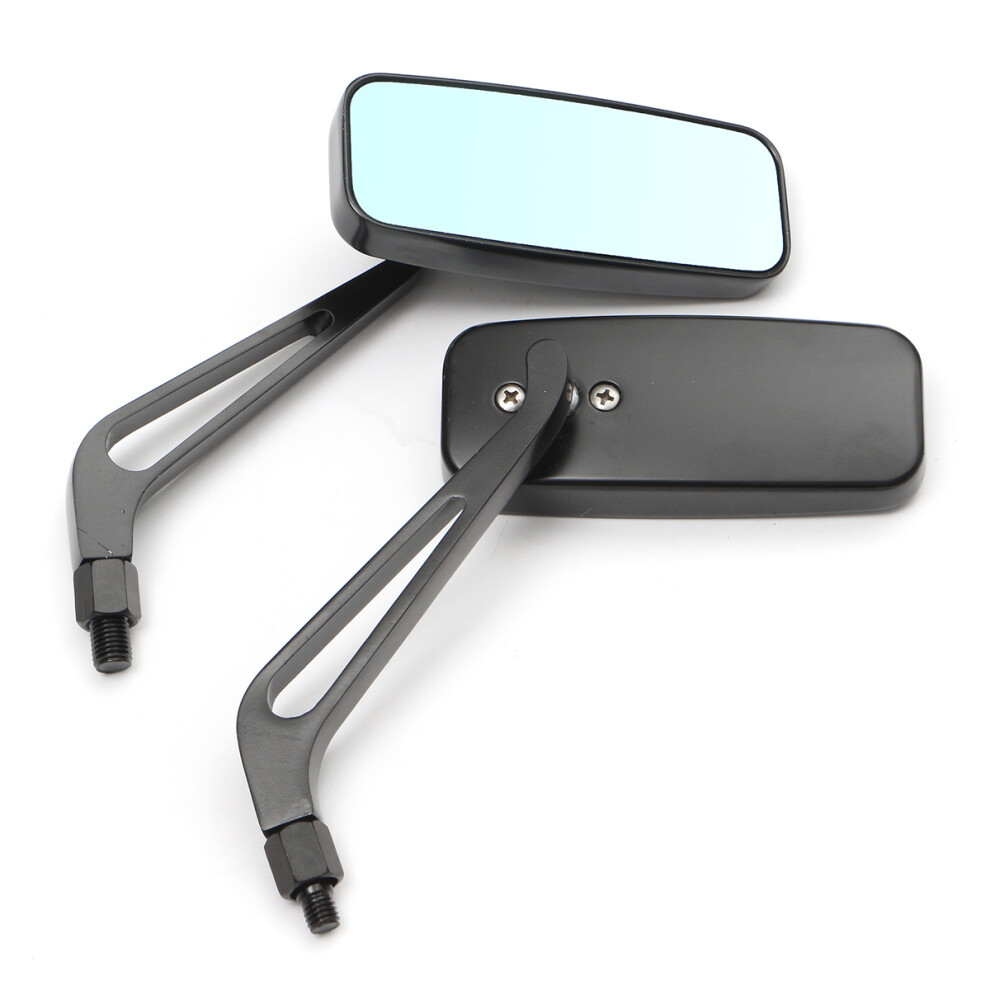 New 8Mm 10Mm Aluminum Motorcycle Rectangle Rear View Side Mirror Universal Blue 762179071792