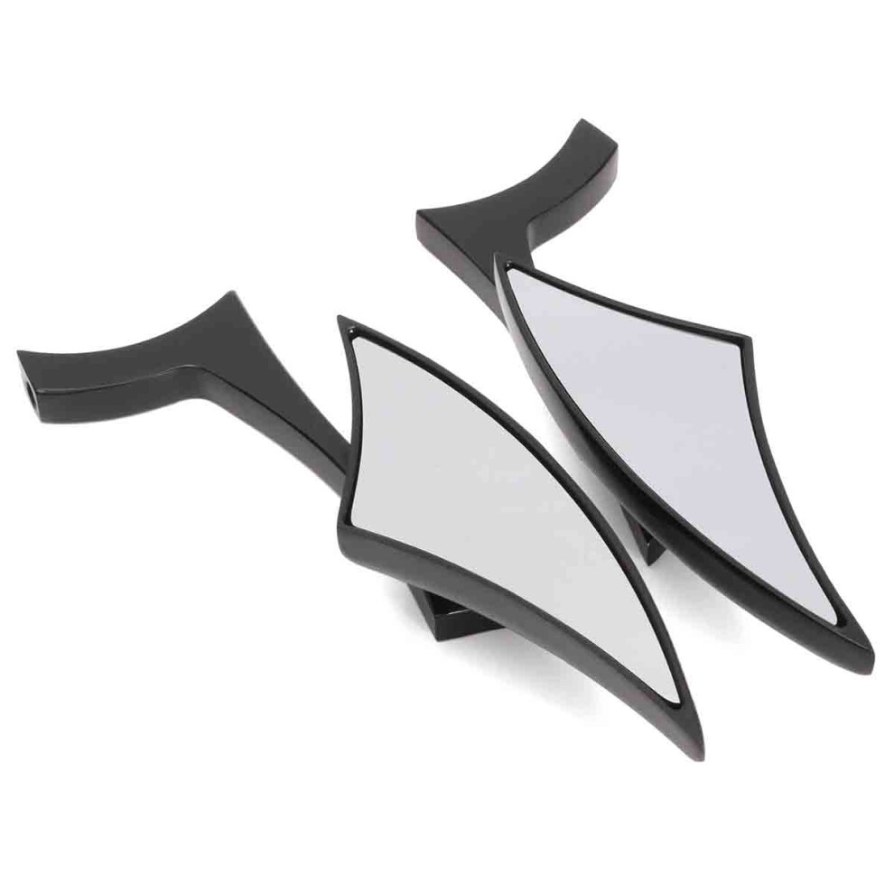 New Pair Motorcycle Rear View Mirrors For Harley Cruiser Bobber Chopper Aluminum Black 762179081487
