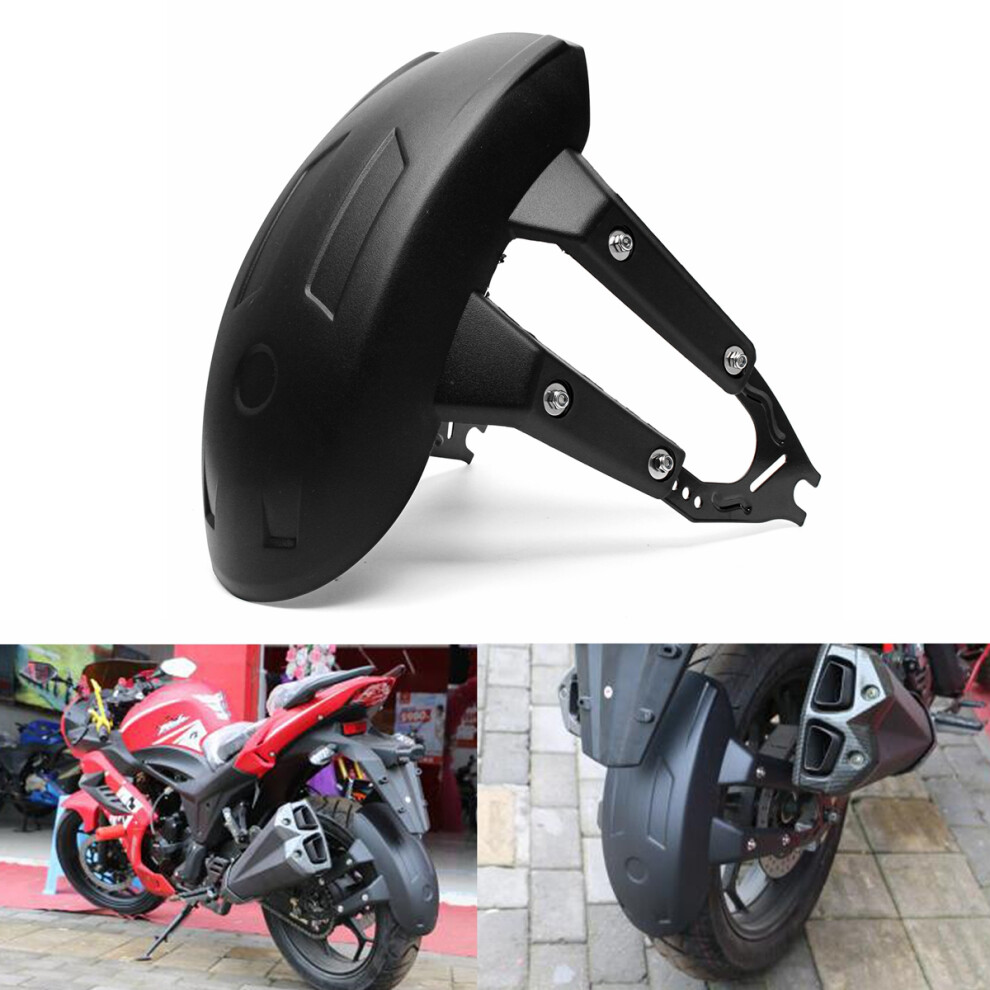 New Universal Motorcycle Rear Wheel Cover Splash Guard Mudguard+Bracket Black 762179078623