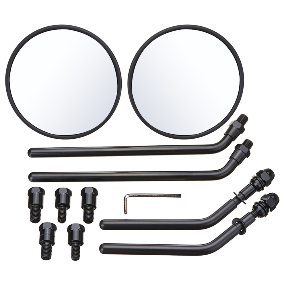 New Diameter 105Mm Retro Round Rearview Motorcycle Mirrors Long/Short Handle For Harley Davidson White 762179084143