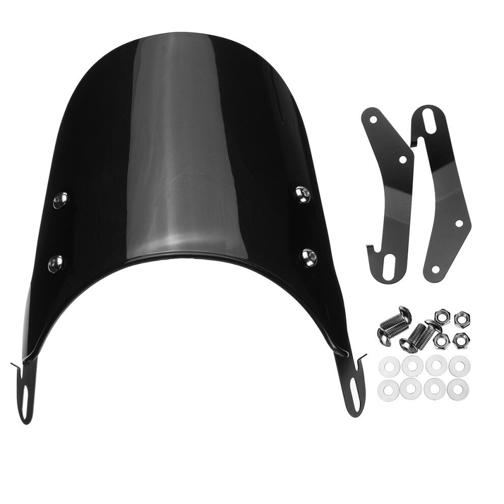 New Windshield Windscreen For 5Inch-7Inch Round Headlights Motorcycle Universal Black 762179071860