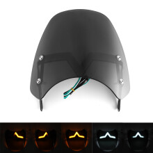 Neue universelle 5–7 schwarze runde Scheinwerfer-Frontverkleidung Motorrad-Windschutzscheibe mit LED