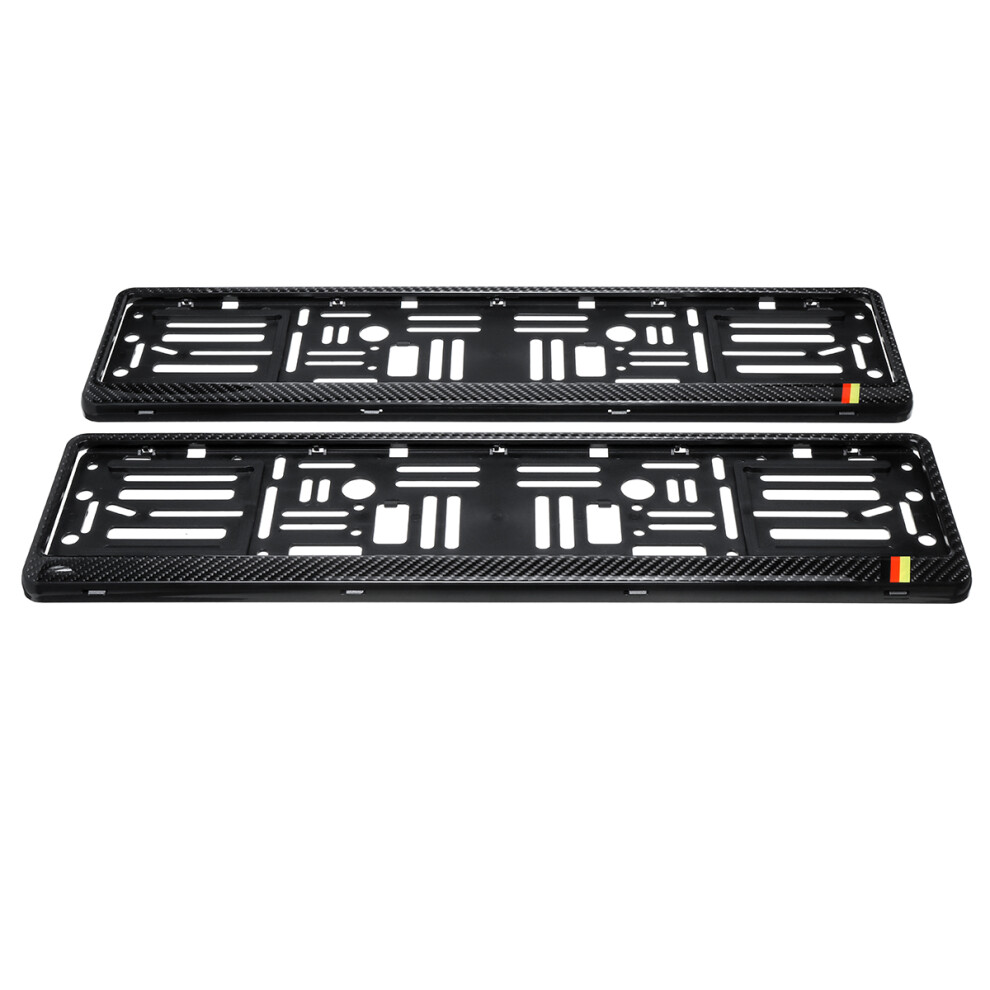 2Pcs Real Carbon Fiber Euro/Uk Car Licence Number Plate Surround Holder Frame 6901249493377