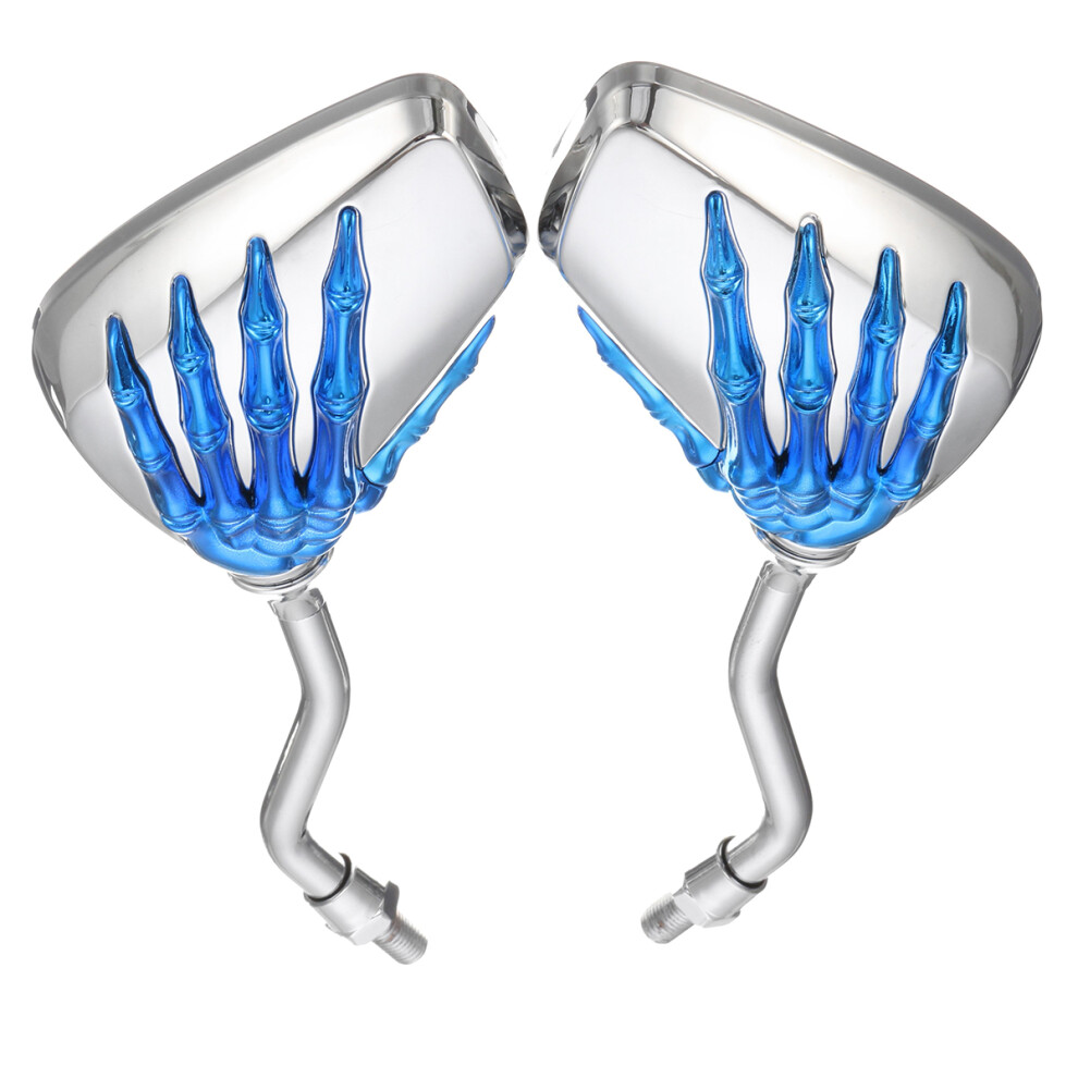 New 8Mm Motorcycle Motor Bike Rear View Skeleton Skull Hand Claw Side Mirror Blue/Red/Purple 762179072751