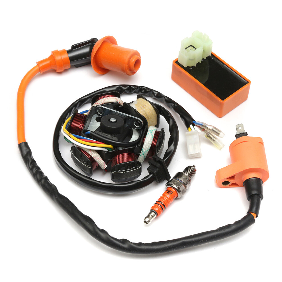 New 49Cc 50Cc Gy6 Scooter Racing Ignition Coil Cdi Spark Plug Moped Magneto Stator 762179077480