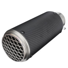 Nuovo silenziatore universale per moto in carbonio 38-62mm con tubo in acciaio inossidabile e rete