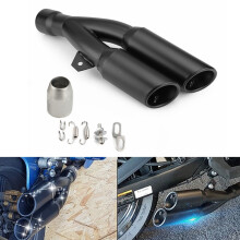 Neue 38–51 mm Edelstahl Motorrad Schalldämpfer Auspuff Endrohr Doppel Twin Tip
