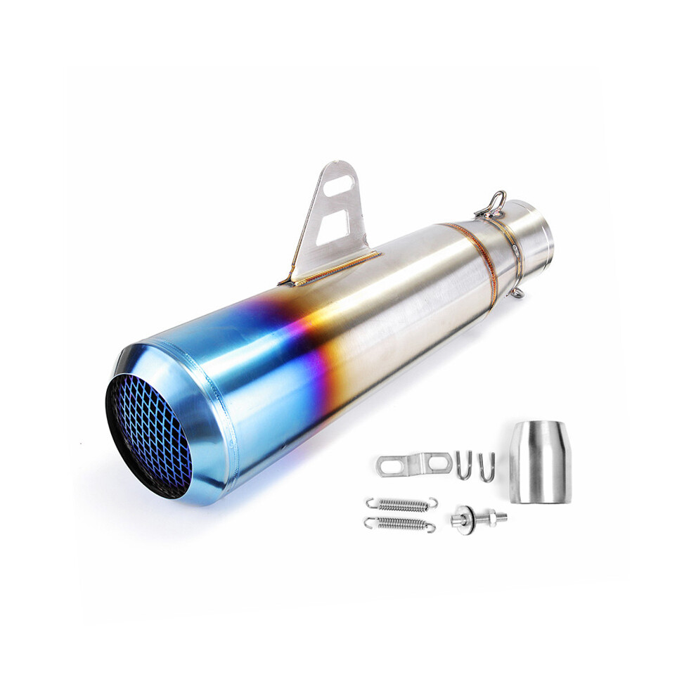 New 38Mm-51Mm Stainless Steel Half- Motorcycle Exhaust Muffler Pipe For Honda/Yamaha/Suzuki/Kawasaki Blue 762179095040