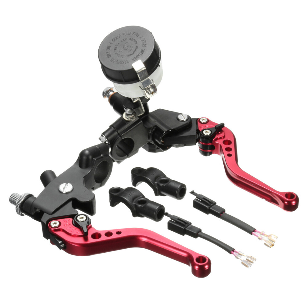 New 7/8Inch Cnc Motorcycle Hydraulic Brake Master Cylinder Clutch Lever Reservoir Red/Grey 762179089896