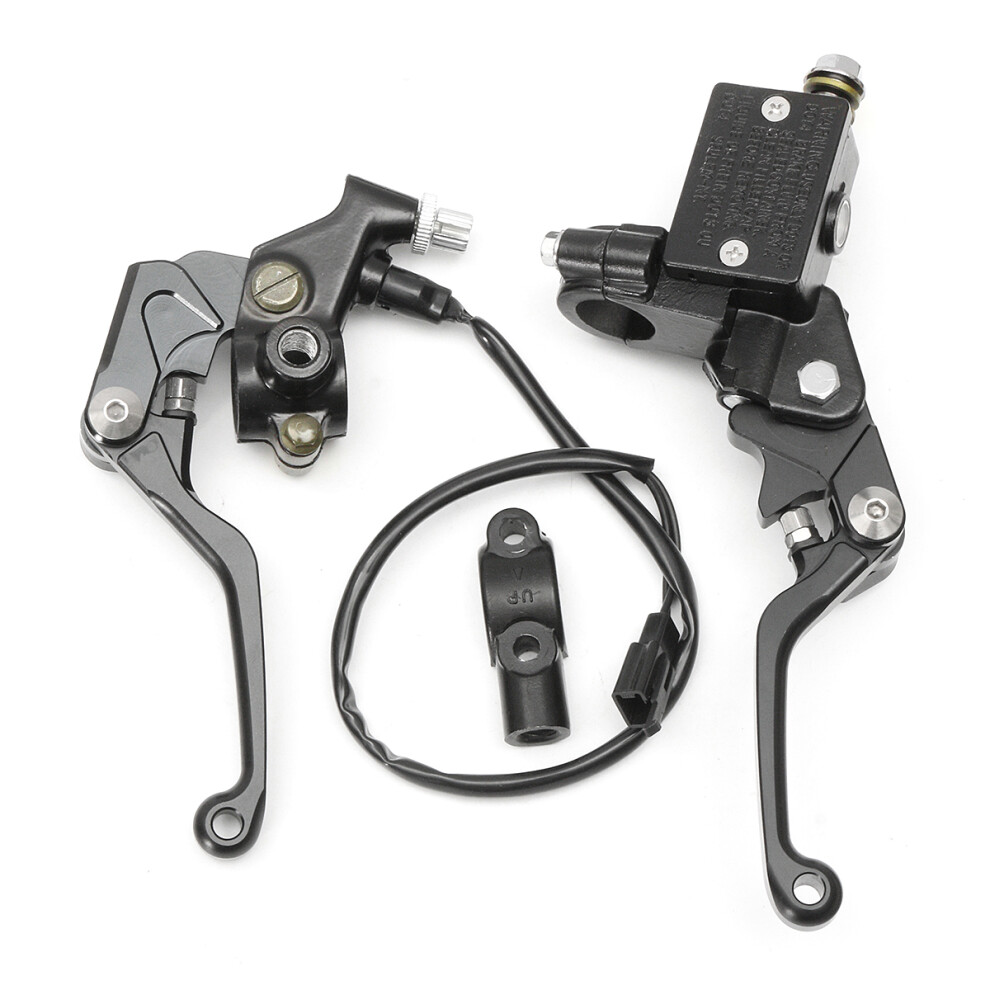 New 7/8Inch Motorcycle Bike Hydraulic Brake Master Cylinder Cable Clutch Lever Black 762179090281