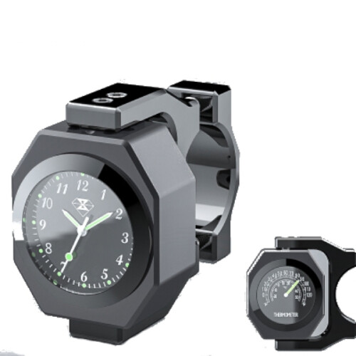 New 22-28mm Motorcycle Clock+Thermometer Luminous Waterproof Handlebar Mount 2