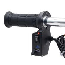 Neue 12 V 7/8 Zoll Motorradlenker Heizgriff mit LED Volt Meter USB Ladegerät Handwärmer