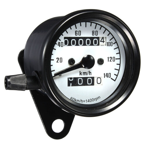 Motorcycle Dual Odometer Speedometer Mechanical Gauge White Universal Waterproof 2